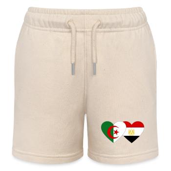 Algeria Egypt Flag Heart - Kids Organic Sweat Shorts by Stanley/Stella - soft Ecru - Front
