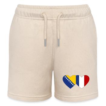 Bosnia France Flag Heart - Kids Organic Sweat Shorts by Stanley/Stella - soft Ecru - Front
