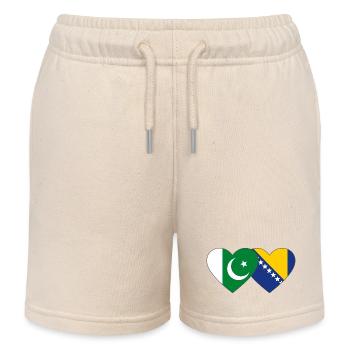 Pakistan Bosnie drapeau coeur - Short de jogging enfant bio Stanley/Stella - écru doux - Devant