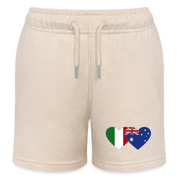 Italy Australia Flag Heart - Kids Organic Sweat Shorts by Stanley/Stella - soft Ecru - Front