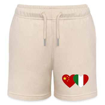 Chine Italie Drapeau Coeur - Short de jogging enfant bio Stanley/Stella - écru doux - Devant