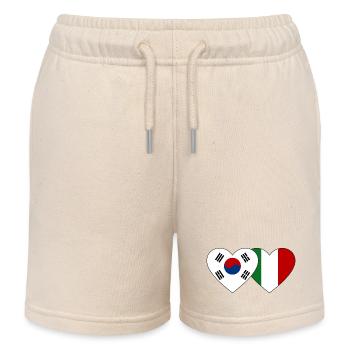 Corée du Sud Italie Drapeau Coeur - Short de jogging enfant bio Stanley/Stella - écru doux - Devant