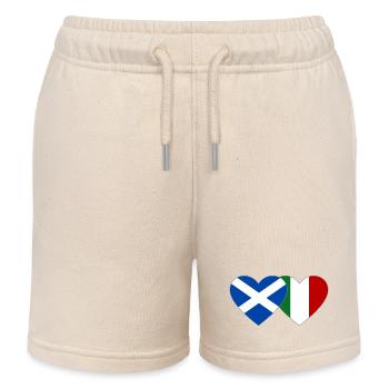 Scotland Italy Flag Heart - Kids Organic Sweat Shorts by Stanley/Stella - soft Ecru - Front