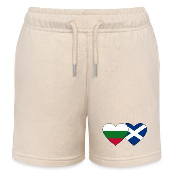 Bulgaria Scotland Flag Heart - Kids Organic Sweat Shorts by Stanley/Stella - soft Ecru - Front