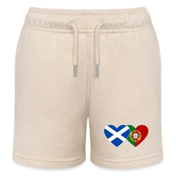 Scotland Portugal Flag Heart - Kids Organic Sweat Shorts by Stanley/Stella - soft Ecru - Front