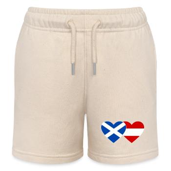 Scotland Austria Flag Heart - Kids Organic Sweat Shorts by Stanley/Stella - soft Ecru - Front
