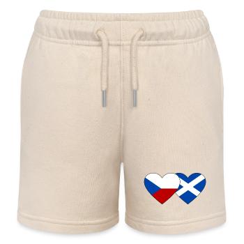 Tschechien Schottland Flagge Herz - Kinder Organic Joggingshorts Mini Bolter von Stanley/Stella - Natur - Vorne