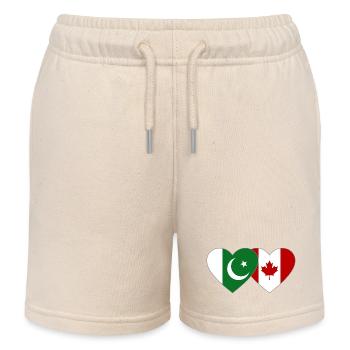 Pakistan Canada flag heart - Kids Organic Sweat Shorts by Stanley/Stella - soft Ecru - Front