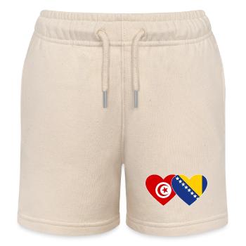 Tunisie Bosnie Drapeau Coeur - Short de jogging enfant bio Stanley/Stella - écru doux - Devant