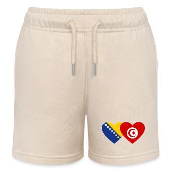 Bosnien Tunesien Flagge Herz - Kinder Organic Joggingshorts Mini Bolter von Stanley/Stella - Natur - Vorne