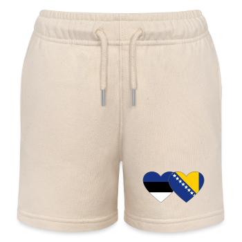 Estland Bosnien Flagge Herz - Kinder Organic Joggingshorts Mini Bolter von Stanley/Stella - Natur - Vorne