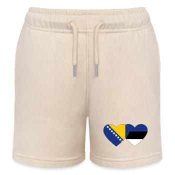 Bosnien Estland Flagge Herz - Kinder Organic Joggingshorts Mini Bolter von Stanley/Stella - Natur - Vorne