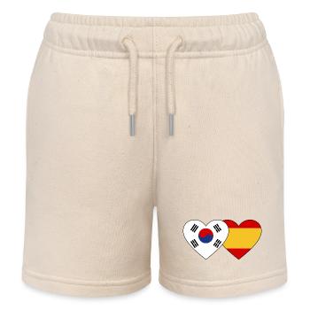Südkorea Spanien Flagge Herz - Kinder Organic Joggingshorts Mini Bolter von Stanley/Stella - Natur - Vorne