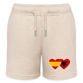 Espagne Albanie Drapeau Coeur - Short de jogging enfant bio Stanley/Stella - écru doux - Devant