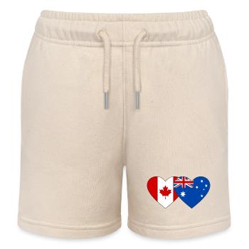 Canada Australia Flag Heart - Kids Organic Sweat Shorts by Stanley/Stella - soft Ecru - Front