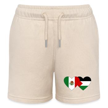 Mexique Palestine drapeau coeur - Short de jogging enfant bio Stanley/Stella - écru doux - Devant