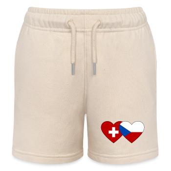 Schweiz Tschechien Flagge Herz - Kinder Organic Joggingshorts Mini Bolter von Stanley/Stella - Natur - Vorne