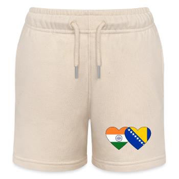 Inde Bosnie drapeau coeur - Short de jogging enfant bio Stanley/Stella - écru doux - Devant