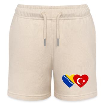 Bosnie Turquie drapeau coeur - Short de jogging enfant bio Stanley/Stella - écru doux - Devant