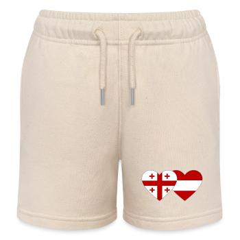 Géorgie Autriche Drapeau Coeur - Short de jogging enfant bio Stanley/Stella - écru doux - Devant