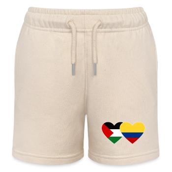 Palestine Colombie drapeau coeur - Short de jogging enfant bio Stanley/Stella - écru doux - Devant