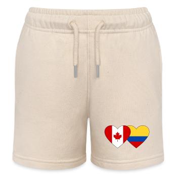 Canada Colombia Flag Heart - Kids Organic Sweat Shorts by Stanley/Stella - soft Ecru - Front