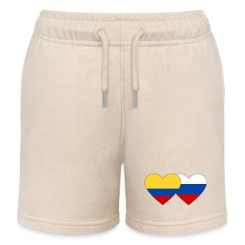 Colombie Russie Drapeau Coeur - Short de jogging enfant bio Stanley/Stella - écru doux - Devant