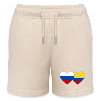 Russie Colombie Drapeau Coeur - Short de jogging enfant bio Stanley/Stella - écru doux - Devant