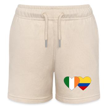 Ireland Colombia Flag Heart - Kids Organic Sweat Shorts by Stanley/Stella - soft Ecru - Front
