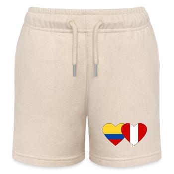 Kolumbien Peru Flagge Herz - Kinder Organic Joggingshorts Mini Bolter von Stanley/Stella - Natur - Vorne