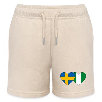 Suède Nigeria Drapeau Coeur - Short de jogging enfant bio Stanley/Stella - écru doux - Devant