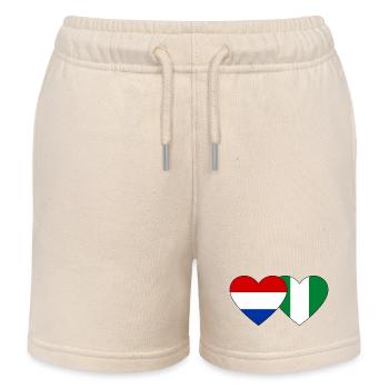 Holland Nigeria Flag Heart - Kids Organic Sweat Shorts by Stanley/Stella - soft Ecru - Front