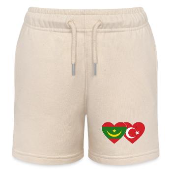 Mauritanie Turquie Drapeau Cœur - Short de jogging enfant bio Stanley/Stella - écru doux - Devant