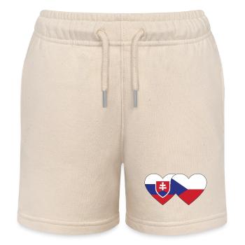 Slowakei Tschechien Flagge Herz - Kinder Organic Joggingshorts Mini Bolter von Stanley/Stella - Natur - Vorne