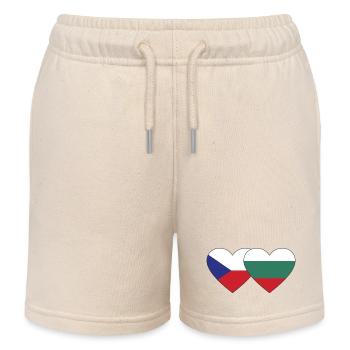 République tchèque Bulgarie Drapeau Coeur - Short de jogging enfant bio Stanley/Stella - écru doux - Devant