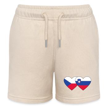 Tschechien Slowenien Flagge Herz - Kinder Organic Joggingshorts Mini Bolter von Stanley/Stella - Natur - Vorne