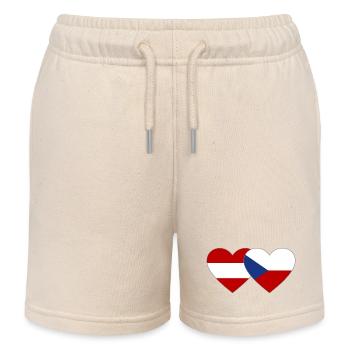 Österreich Tschechien Flagge Herz Flagge - Kinder Organic Joggingshorts Mini Bolter von Stanley/Stella - Natur - Vorne