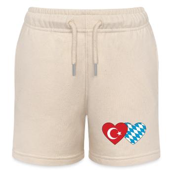 Turkey Bavaria Flag Heart - Kids Organic Sweat Shorts by Stanley/Stella - soft Ecru - Front