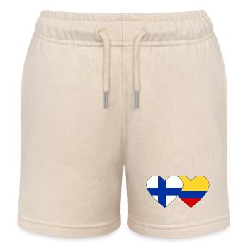 Finland Colombia Flag Heart - Kids Organic Sweat Shorts by Stanley/Stella - soft Ecru - Front