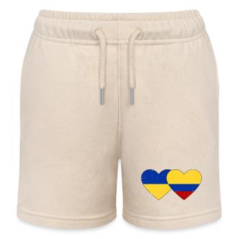 Ukraine Colombie Drapeau Coeur Utilisé - Short de jogging enfant bio Stanley/Stella - écru doux - Devant