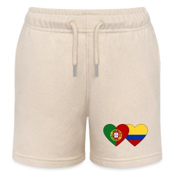 Portugal Colombia Flag Heart - Kids Organic Sweat Shorts by Stanley/Stella - soft Ecru - Front