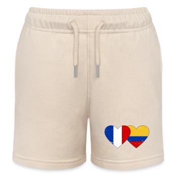 France Colombie Drapeau Coeur Utilisé - Short de jogging enfant bio Stanley/Stella - écru doux - Devant