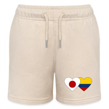 Japan Colombia Flag Heart - Kids Organic Sweat Shorts by Stanley/Stella - soft Ecru - Front