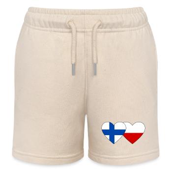 Finnland Polen Flagge Herz - Kinder Organic Joggingshorts Mini Bolter von Stanley/Stella - Natur - Vorne