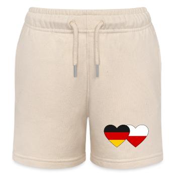 Deutschland Polen Flagge Herz - Kinder Organic Joggingshorts Mini Bolter von Stanley/Stella - Natur - Vorne