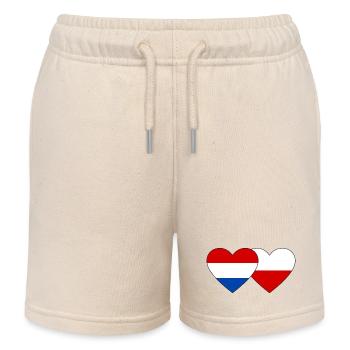 Holland Polen Flagge Herz - Kinder Organic Joggingshorts Mini Bolter von Stanley/Stella - Natur - Vorne