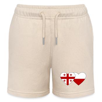 Géorgie Pologne Drapeau Coeur - Short de jogging enfant bio Stanley/Stella - écru doux - Devant