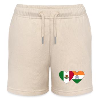 Mexique Inde Drapeau Coeur - Short de jogging enfant bio Stanley/Stella - écru doux - Devant