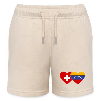 Schweiz Venezuela Flagge Herz - Kinder Organic Joggingshorts Mini Bolter von Stanley/Stella - Natur - Vorne
