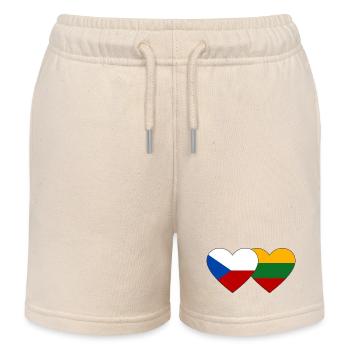Tschechien Litauen Flagge Herz - Kinder Organic Joggingshorts Mini Bolter von Stanley/Stella - Natur - Vorne